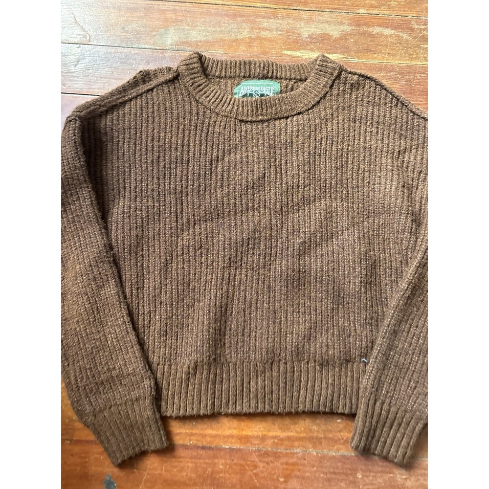 American Eagle Womens XS Knit Sweater Brown Recycled Polyester Blend - Picture 2 of 6